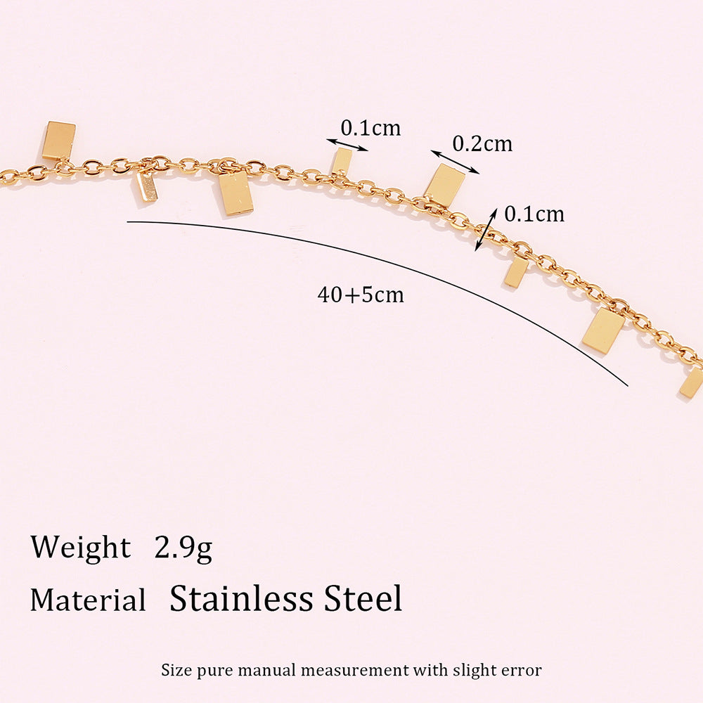 Collana Pendente Quadrata Minimalista da Donna in Acciaio Inossidabile Placcato Oro 18K Design Geometrico
