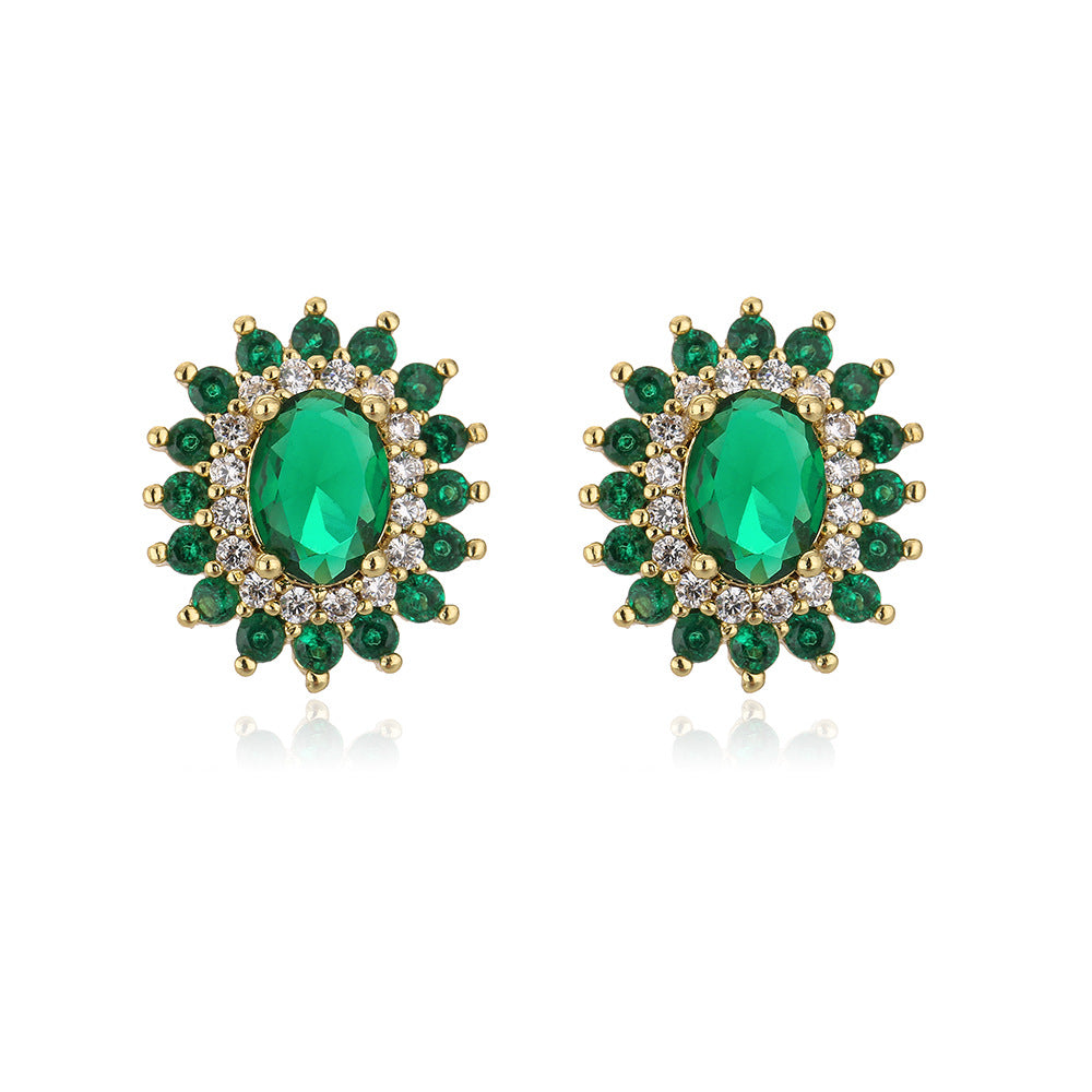 Minimalist Geometric Stud Earrings for Women Copper Base with 18K Gold Plating and Micro-Pave Zirconia
