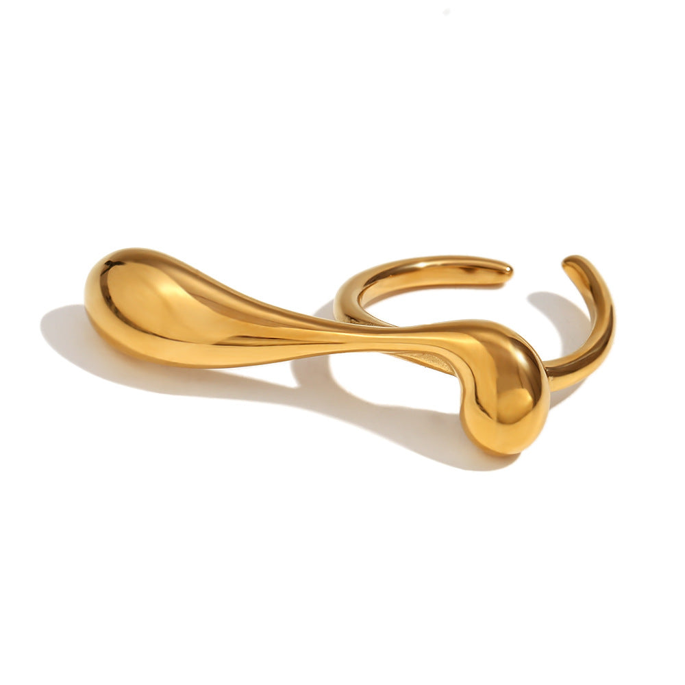 Anello con lettera geometrico minimalista vintage in acciaio inossidabile placcato oro 18K