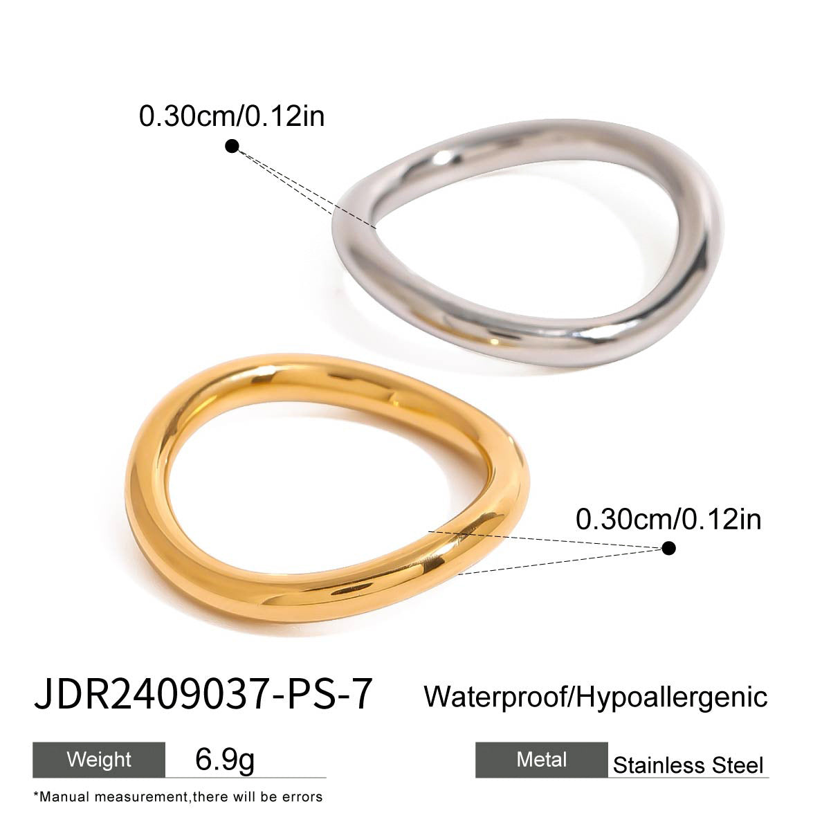 Geometric Round Pearl Plated Stainless Steel Finger Ring Bracelet for Women