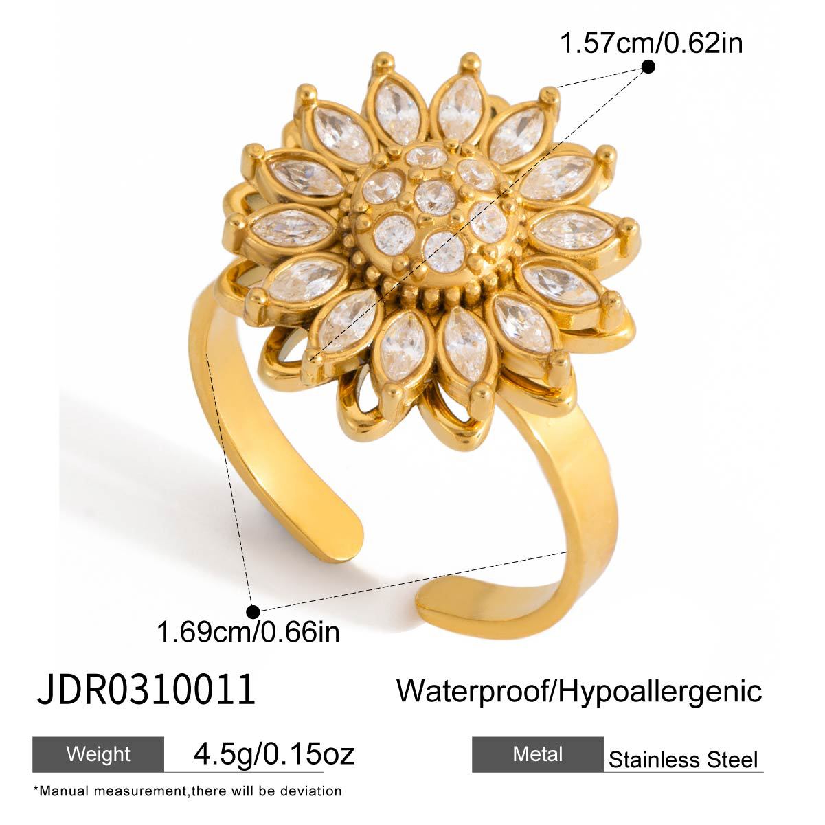 Anello Girevole in Acciaio al Titanio Geometrico Minimalista con Placcatura in Oro PVD da Donna