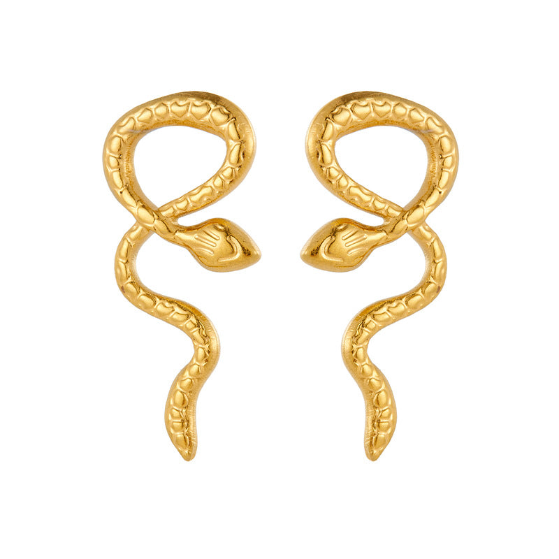 Minimalist Stainless Steel Snake Animal Earrings for Women