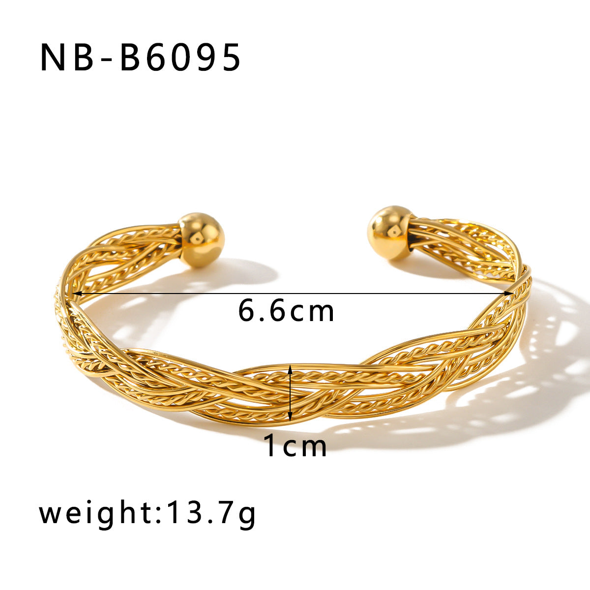 Bracciale regolabile da donna in stile vintage Ins con placcatura in oro 18 carati in acciaio titanio intrecciato