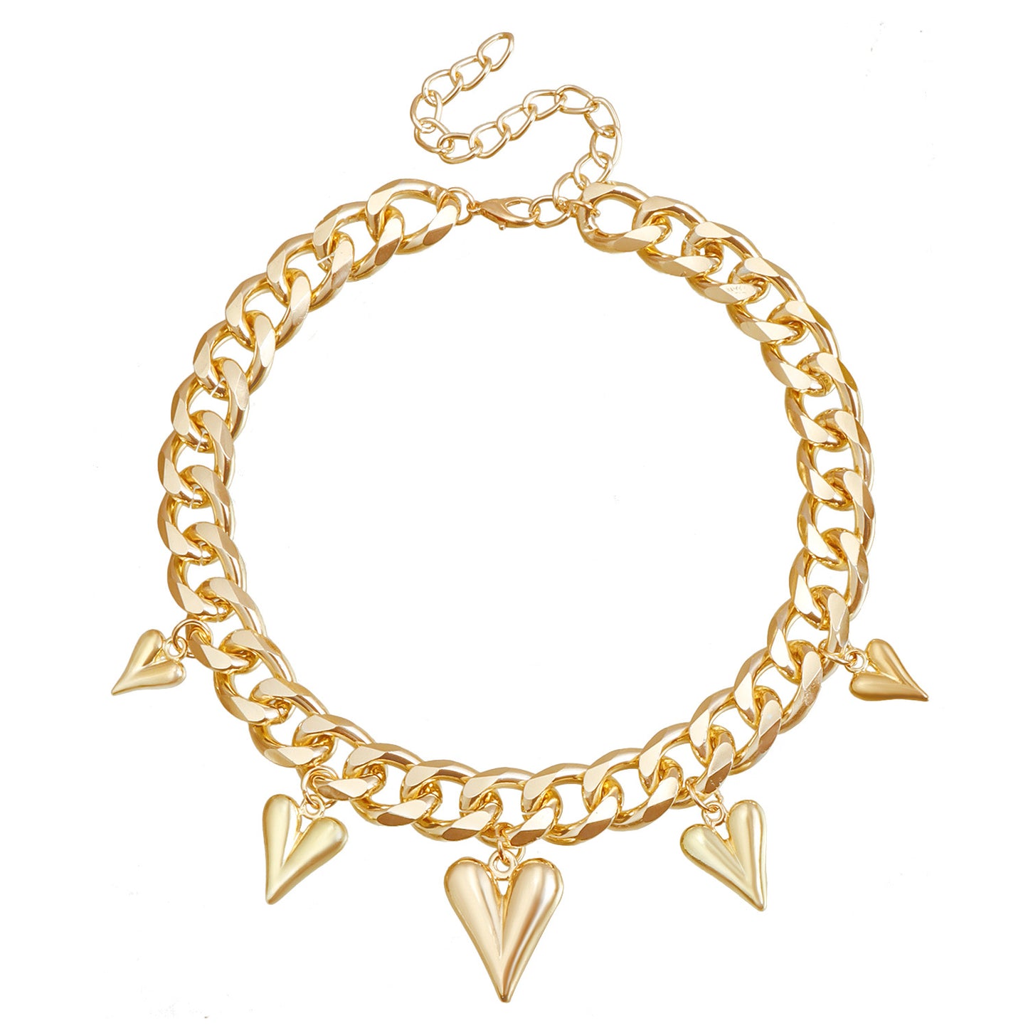 Retro Fashion Heart-Shaped Alloy Pendant Necklace with Plated Finish for Women