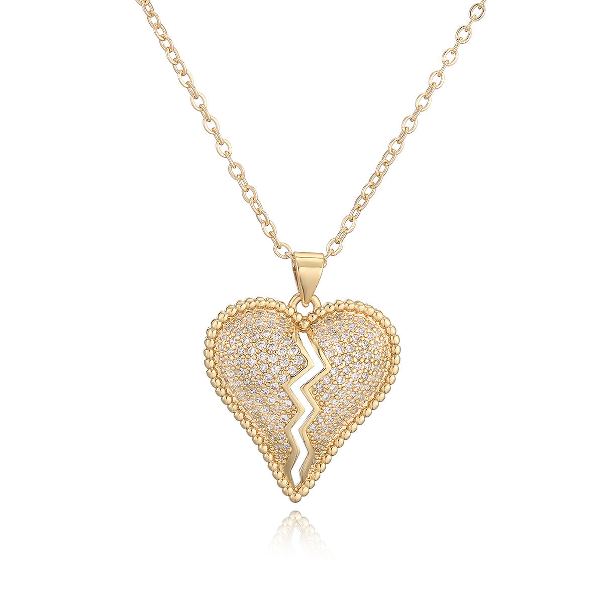 Minimalist Heart Cubic Zirconia Plated Brass Pendant Necklace for Women