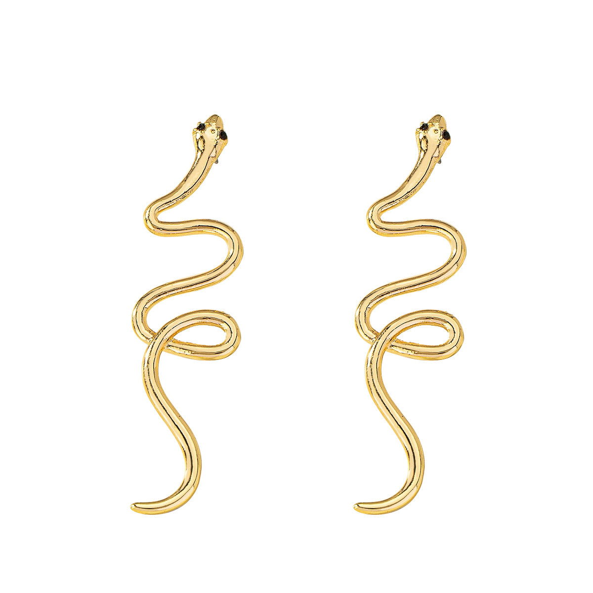 Orecchini a perno da donna a forma di serpente minimalista in lega di zinco con intarsio di strass