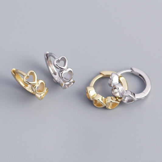Minimalist Heart-Shaped S925 Sterling Silver Stud Earrings with Plated Finish for Women
