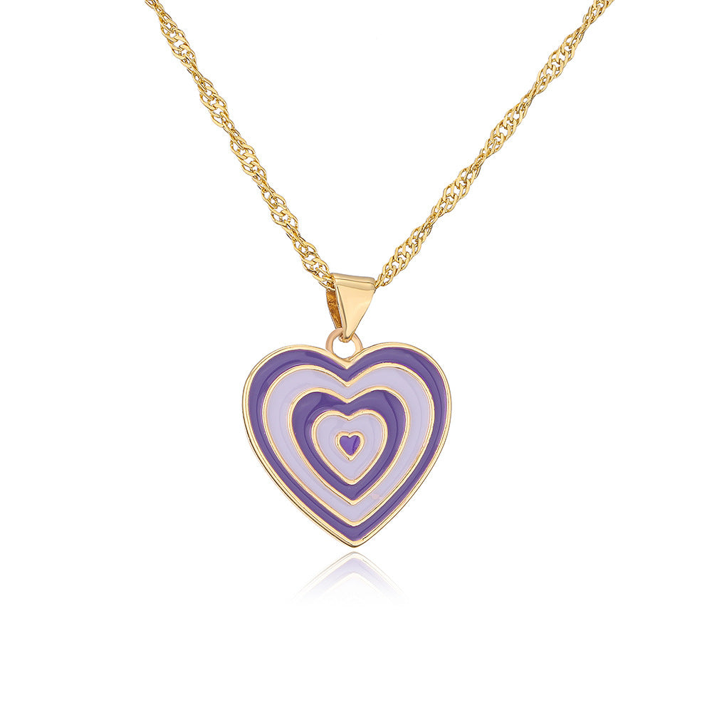 Minimalist Heart-Shaped Enamel Copper Pendant Necklace for Women with 18K Gold Plating