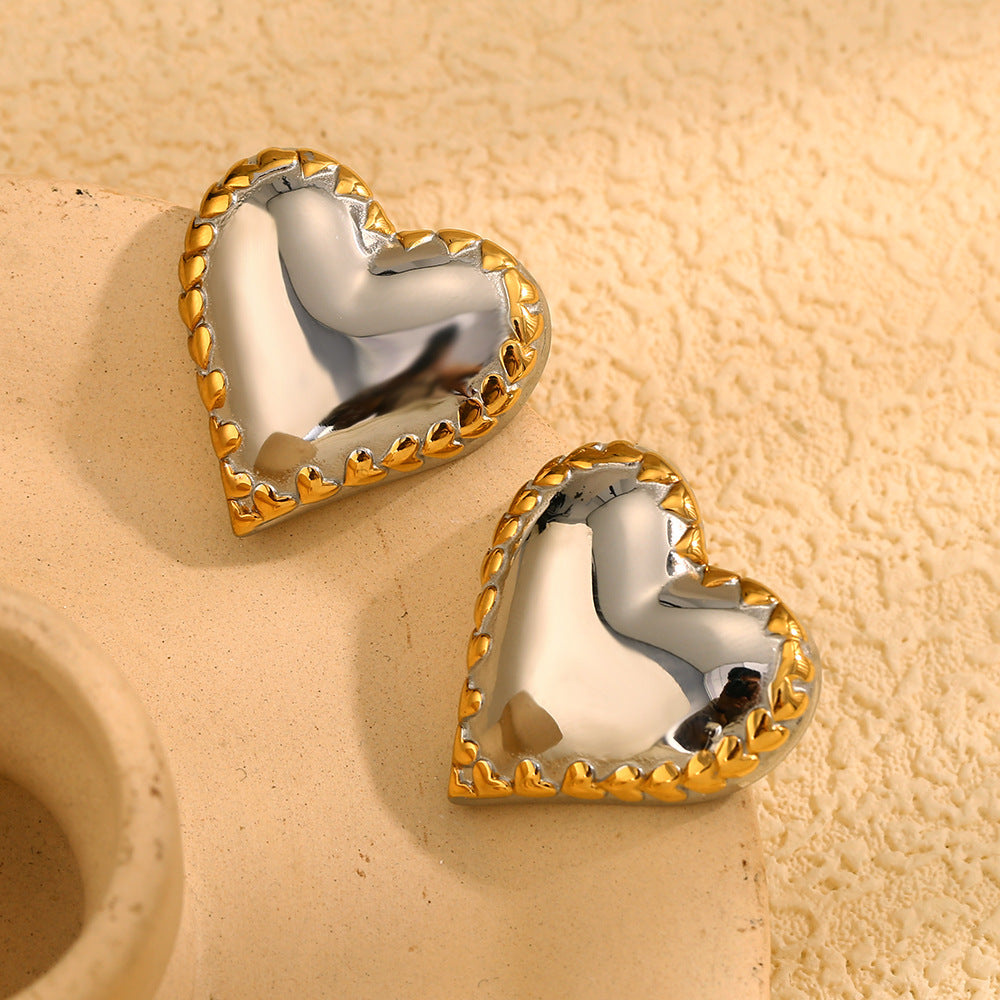 Orecchini a Cuore Minimalisti in Acciaio Inossidabile Placcati Oro 18K da Donna