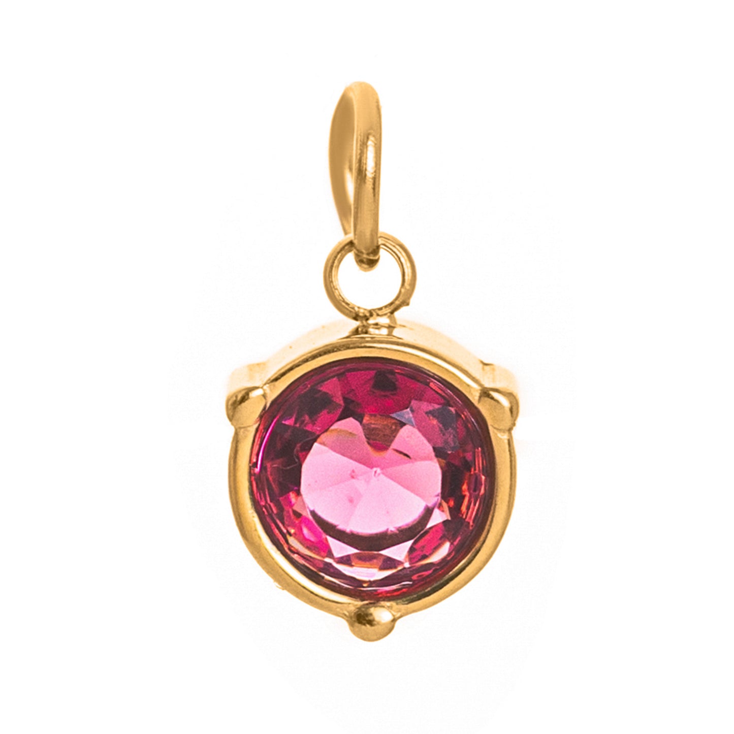 Geometric Round Stainless Steel Cubic Zirconia Inlay Plated Charm Bar Pendant