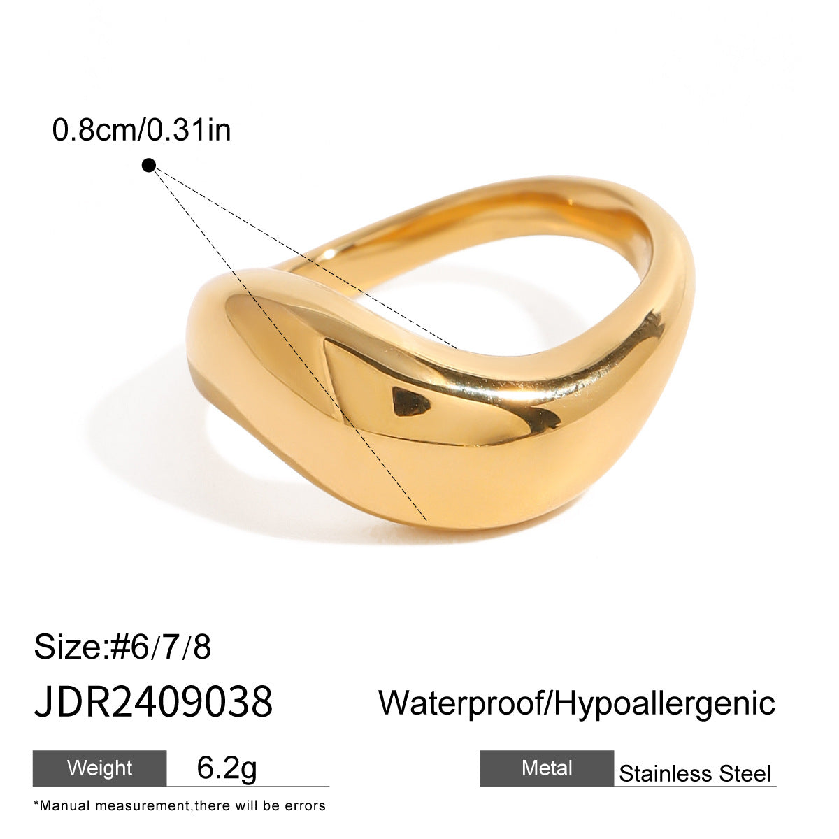 Anello placcato in acciaio inossidabile geometrico da donna con estetica minimalista di lusso e design color-block