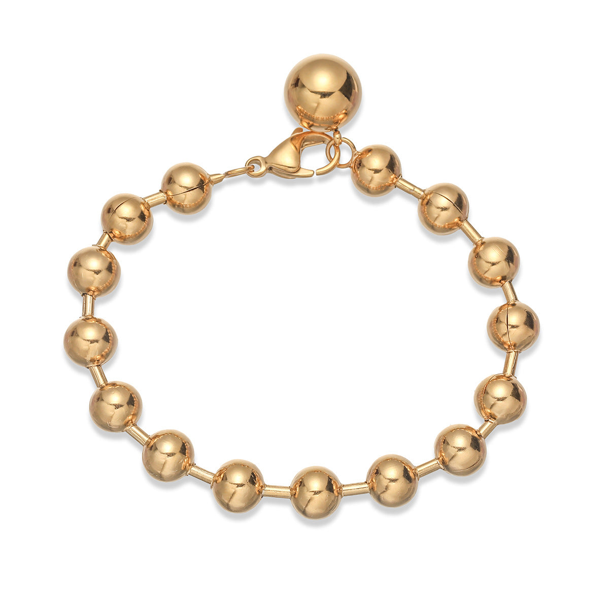 Minimalist 18K Gold Plated Geometric Ball Chain Bracelet for Women