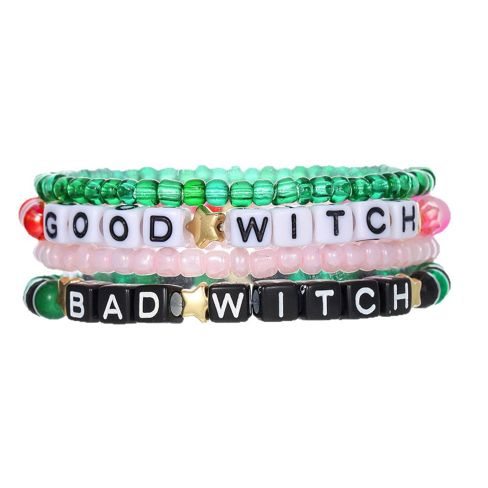 Streetwear Handmade Acrylic Letter Beaded Bracelet Unisex
