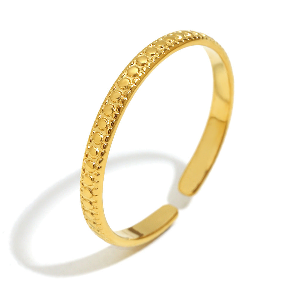 Minimalist Geometric Stainless Steel Ring with 18K Gold Plating for Women