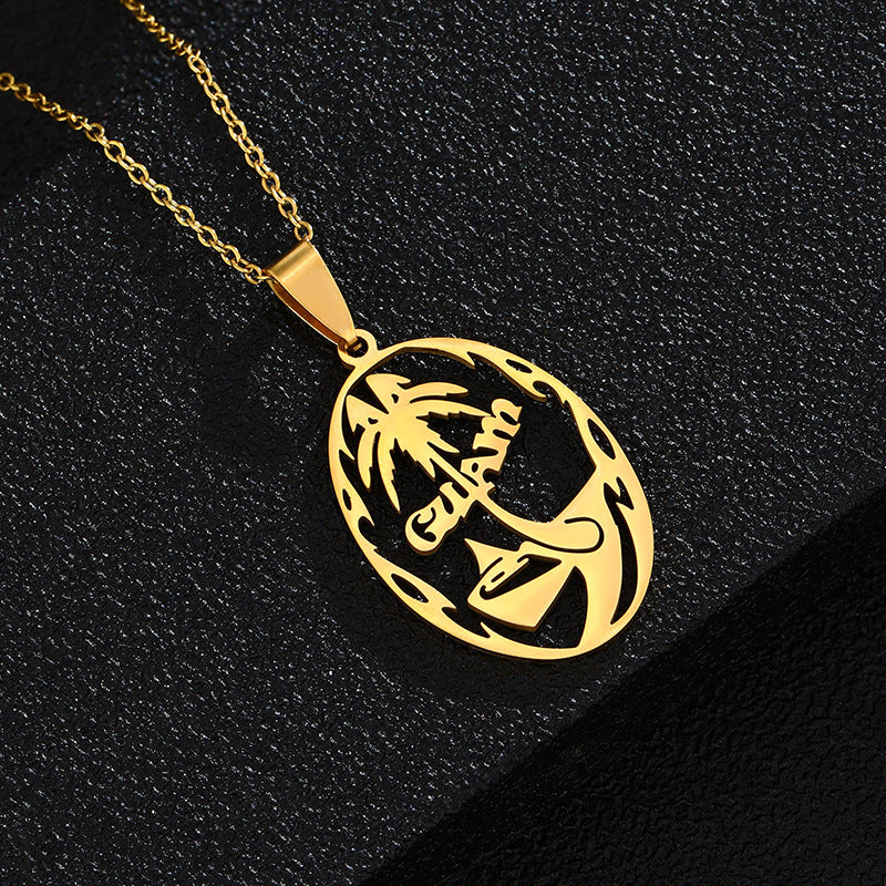 Collana unisex con ciondolo a lettera in acciaio inossidabile di moda, con charm in acciaio al titanio e finitura placcata