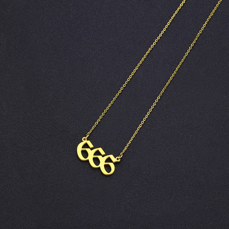 Collana con Ciondolo Numerico Geometrico in Acciaio Inossidabile Minimalista da Donna con Finitura Placcata e Catena a O