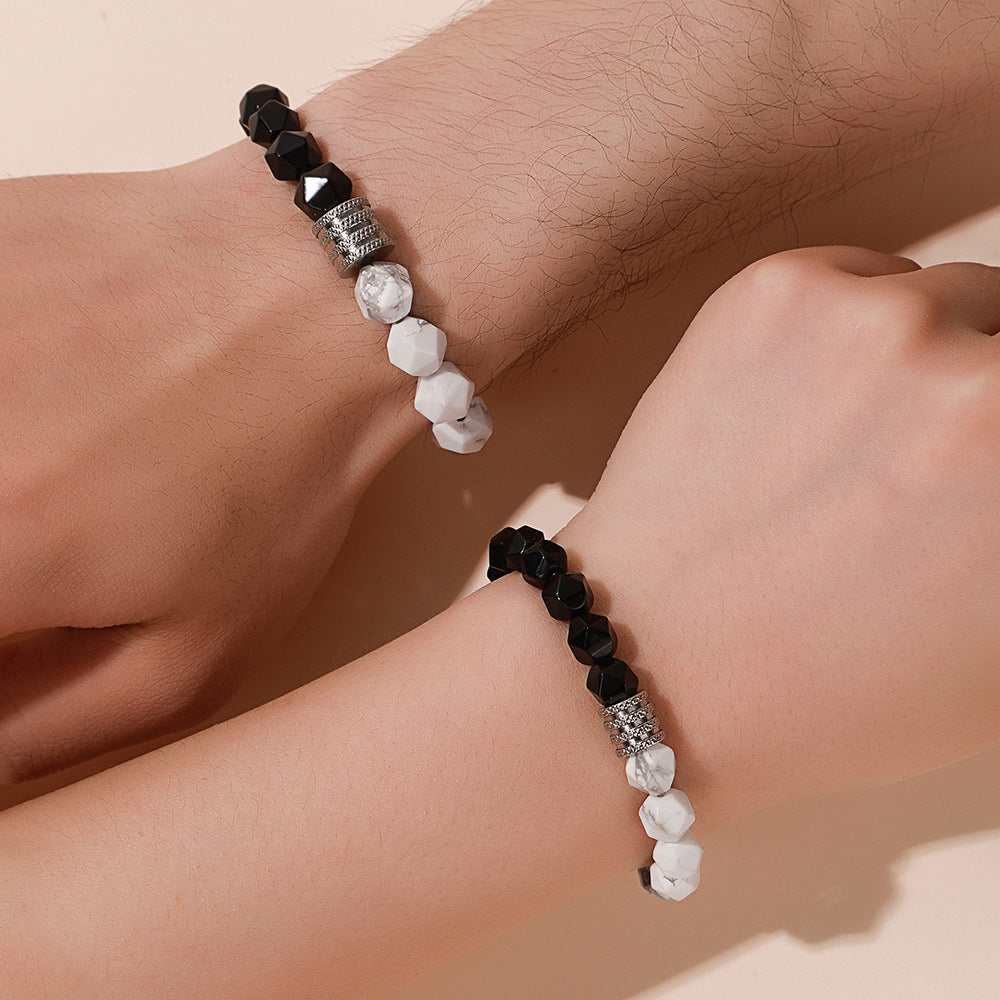 Minimalist Geometric Natural Turquoise Titanium Steel Bracelet Unisex