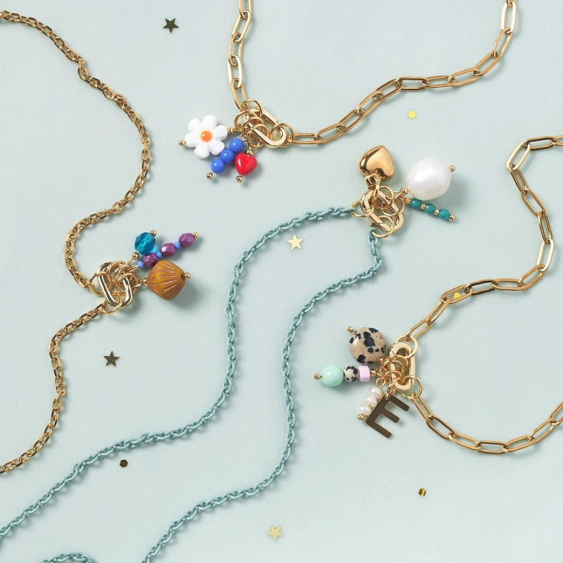 Collana con ciondolo a cuore floreale in ottone placcato oro 18 carati Sweet Charm fai da te Unisex