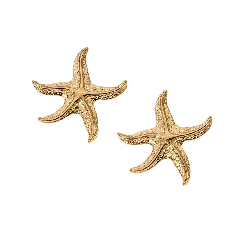 Pendientes de Estrella de Mar Temáticos del Océano en Acero Inoxidable con Acabado Chapado para Mujer, Joyería Minimalista de Moda e Hipoalergénica