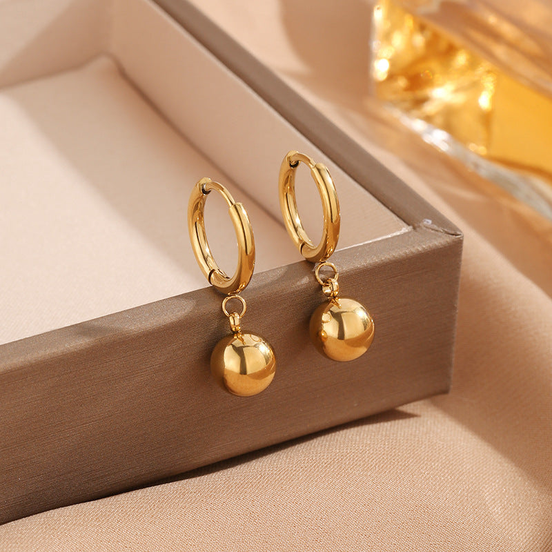 Minimalist Geometric Titanium Steel Hoop Earrings for Women with Gold-Plated Finish