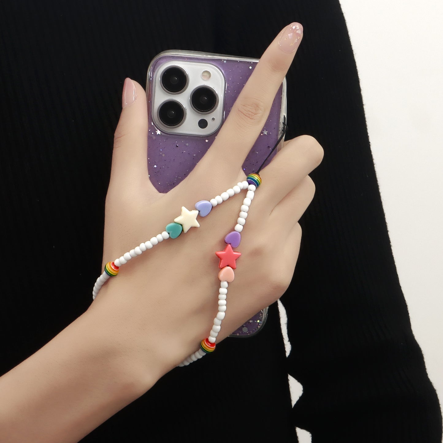 Sweet Minimalist Star Alloy Plated Charm with White Seed Pearls