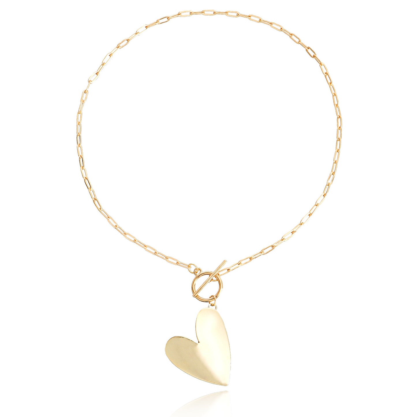 Punk Minimalist Geometric Pendant Necklace with Exaggerated Heart Charm for Women Alloy Plated Clavicle Chain