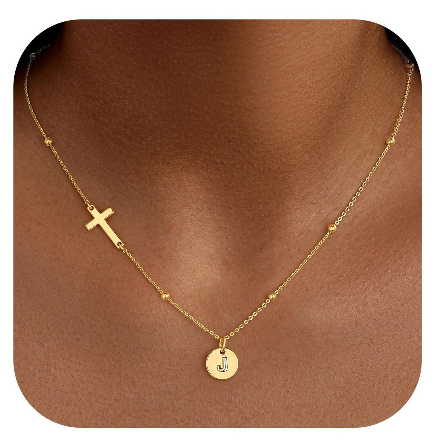 Casual Stainless Steel Cross and Letter Pendant Necklace for Women