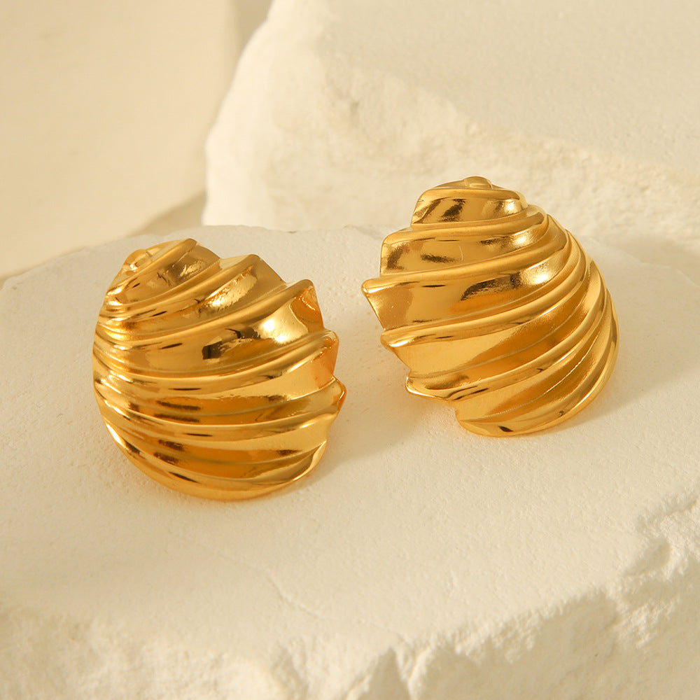 Ins Style Minimalist 18K Gold Plated Stainless Steel Geometric Irregular Twist Thread Earrings for Women