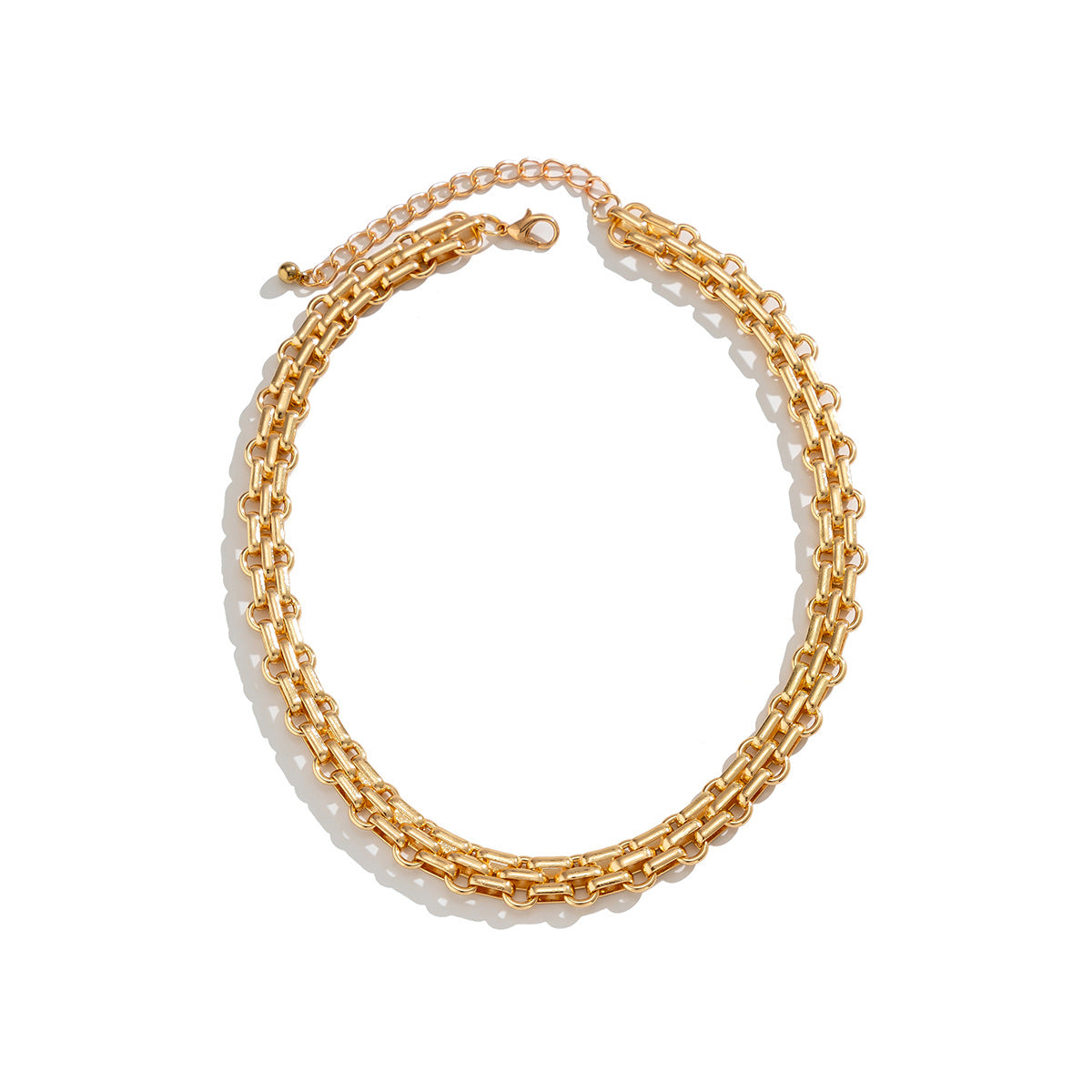 Collar con colgante de metal hueco geométrico punk minimalista para mujer con cadena cruzada y acabado chapado