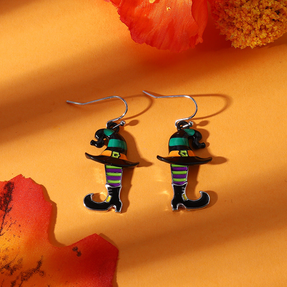 Pendientes de aleación de moda retro con esmalte y circonitas incrustadas en forma geométrica para mujer