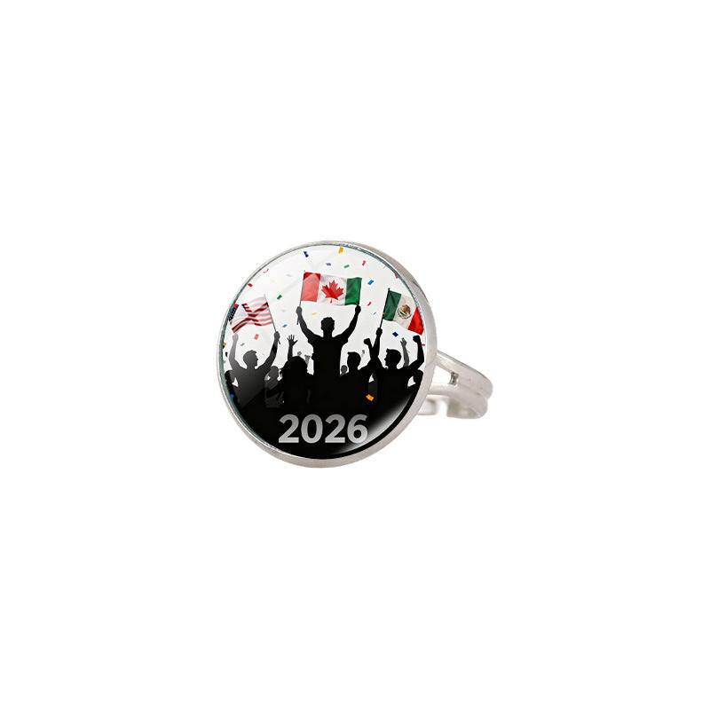 Vintage Sporty Geometric Alloy Plated Ring Unisex World Cup Trophy Pattern Jewelry