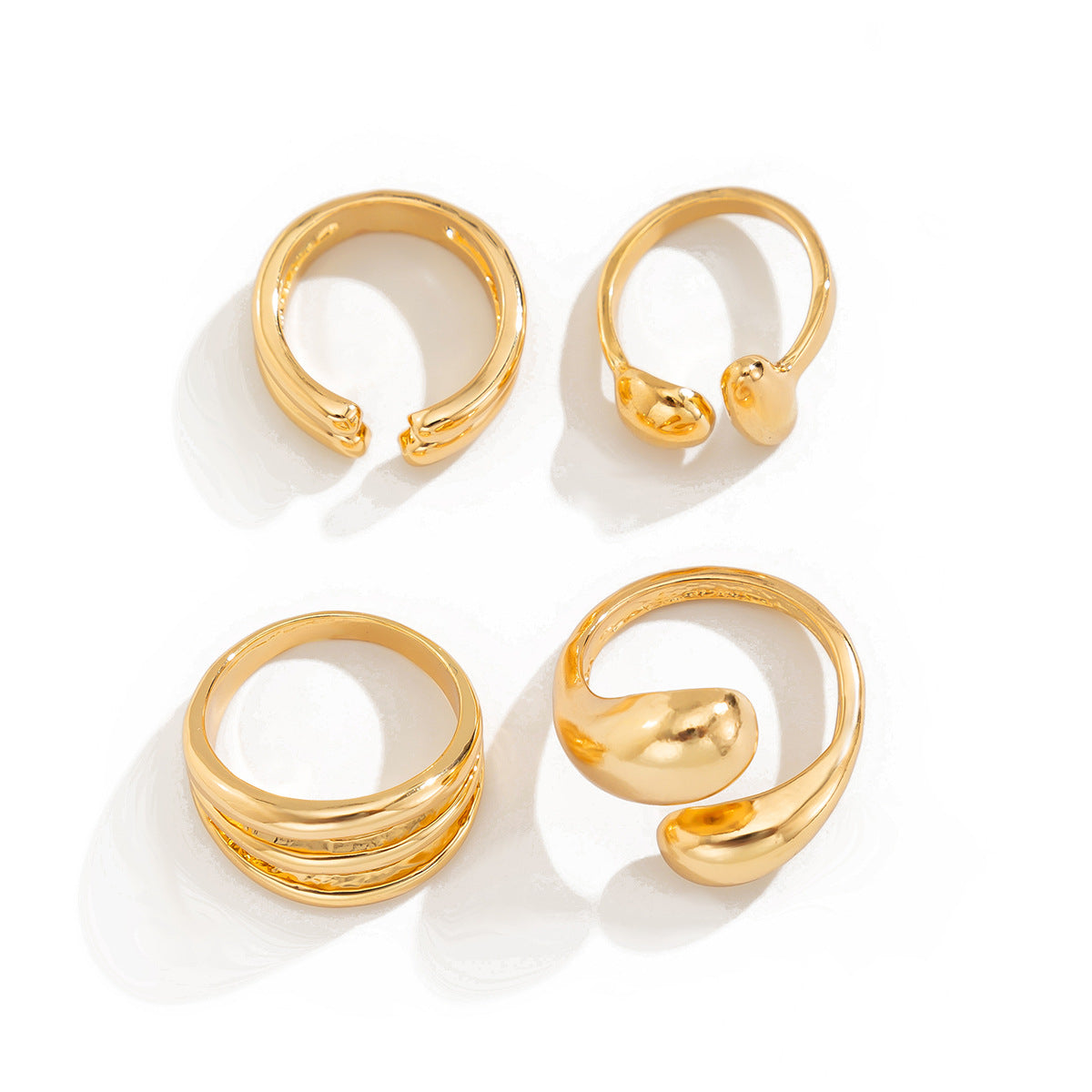 Sweet Geometric Baroque Pearl Alloy Plated Ring Set for Women