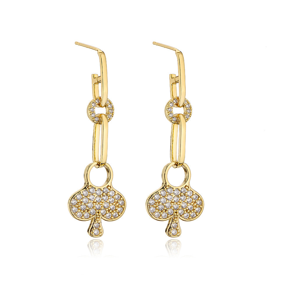 Minimalist Geometric Copper Earrings with 18K Gold Plating and Micro-Paved Zirconia for Women