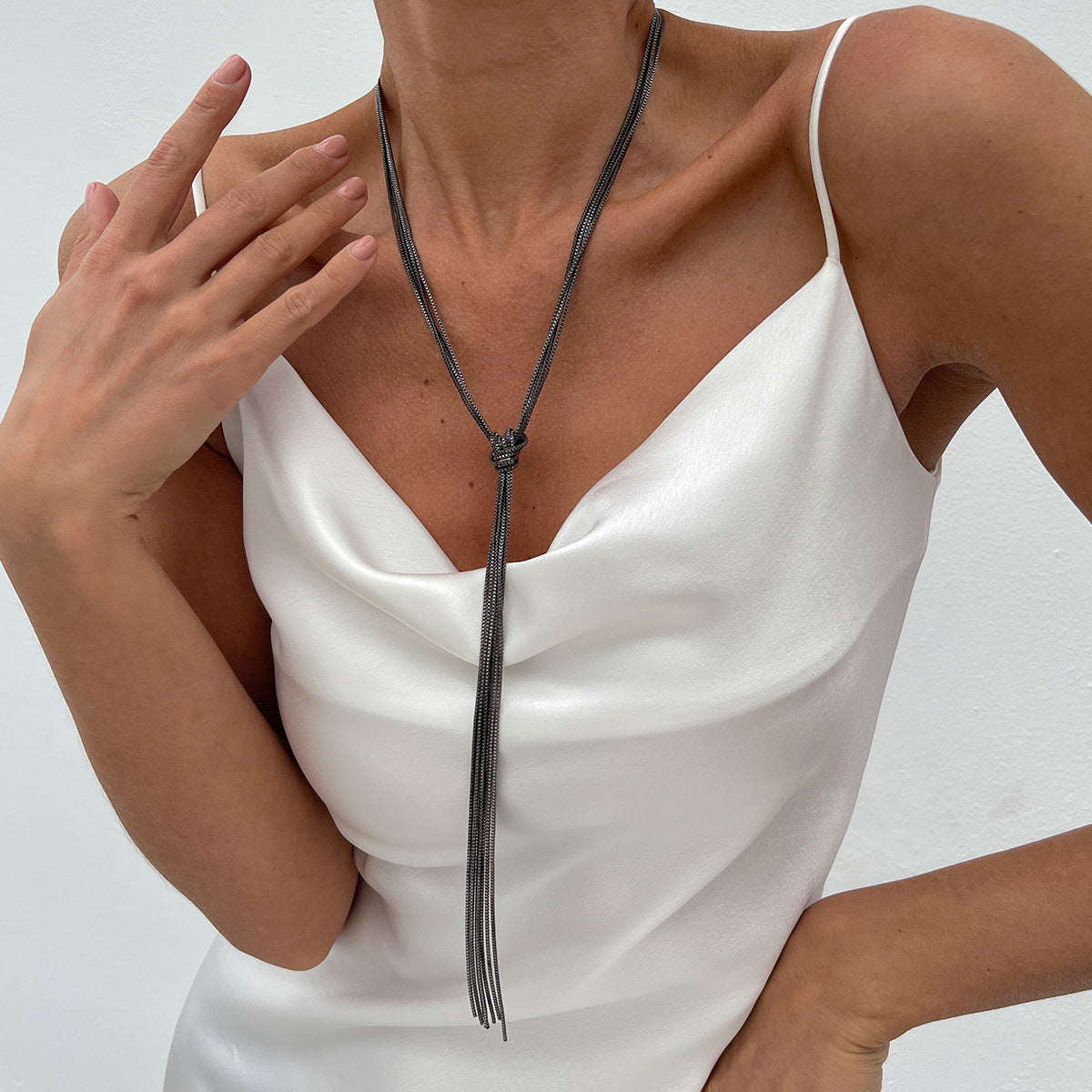Minimalist Geometric Plated Iron Tassel Necklace for Women