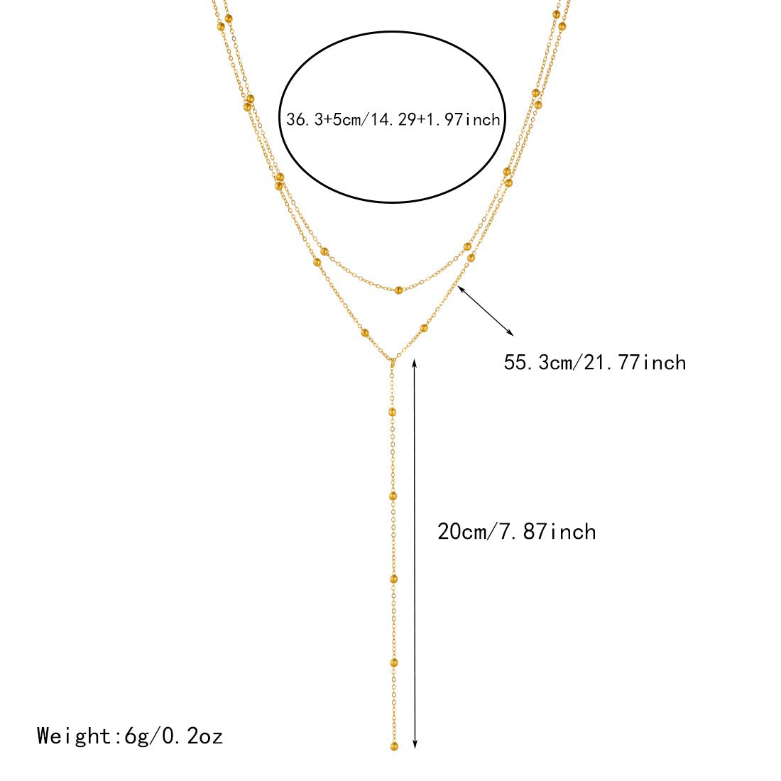 Minimalist Gold Plated Stainless Steel Ball Chain Necklace with Tassel for Women
