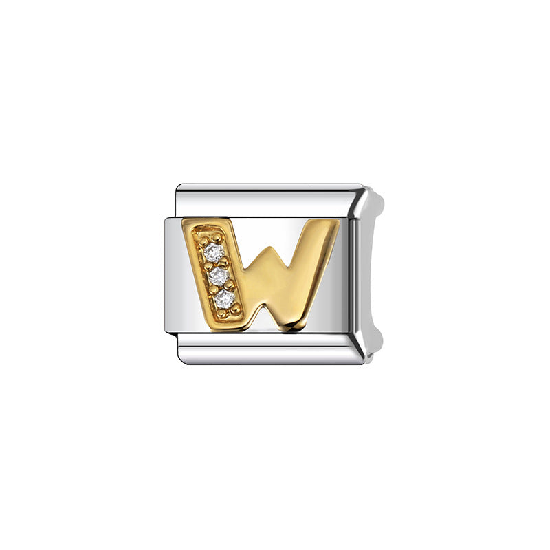 Gold Plated Stainless Steel Letter Charm Bar Bracelet DIY Modular Detachable Unisex