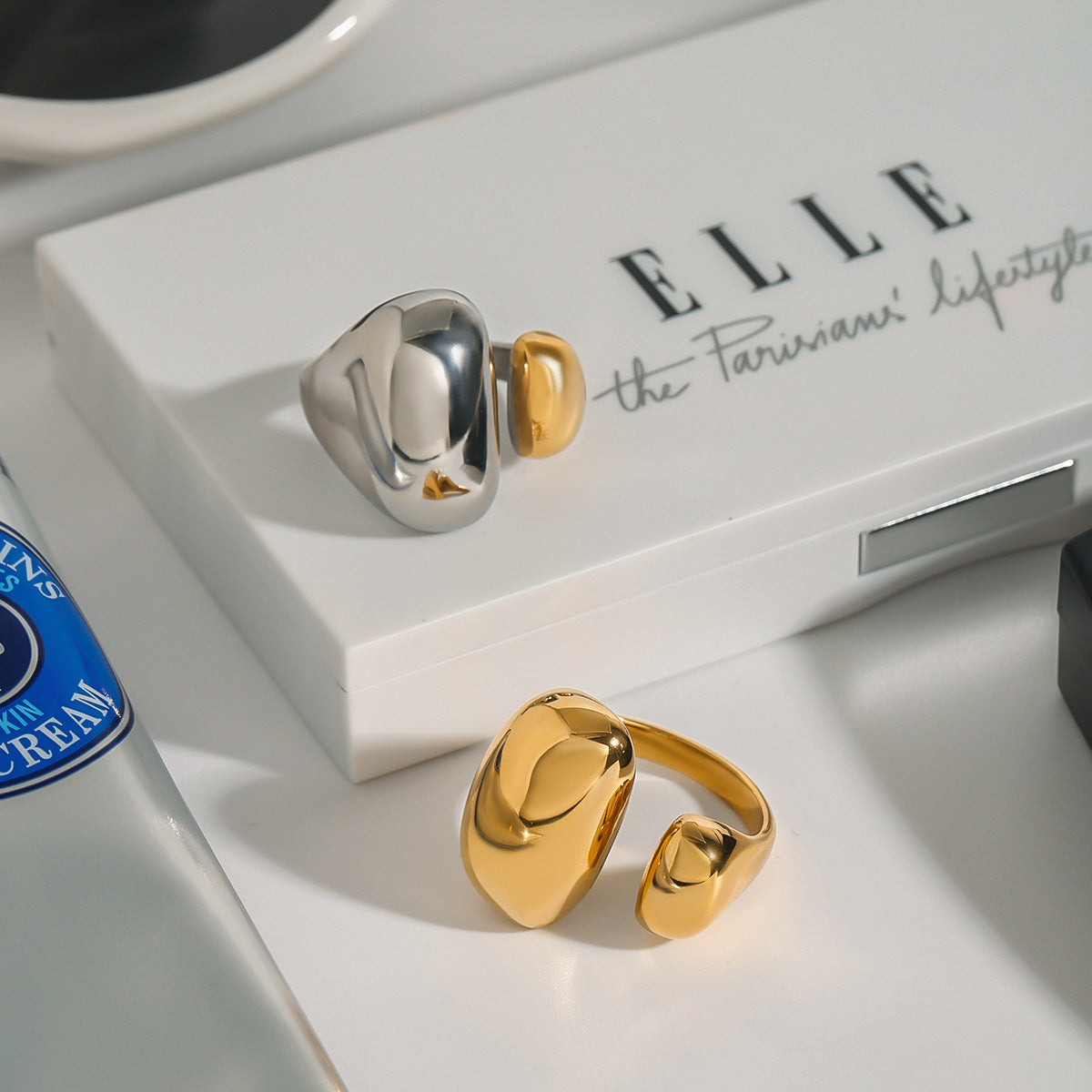 Anello da donna in acciaio inossidabile placcato geometrico