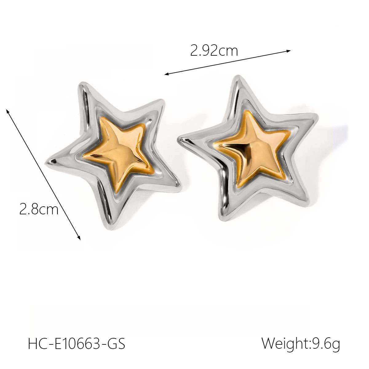 Minimalist Geometric Star Stainless Steel Stud Earrings with Plated Finish for Women