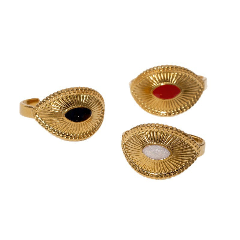 Anello Aperto Geometrico Vintage Minimalista Placcato Oro 18K in Acciaio Inossidabile per Donna