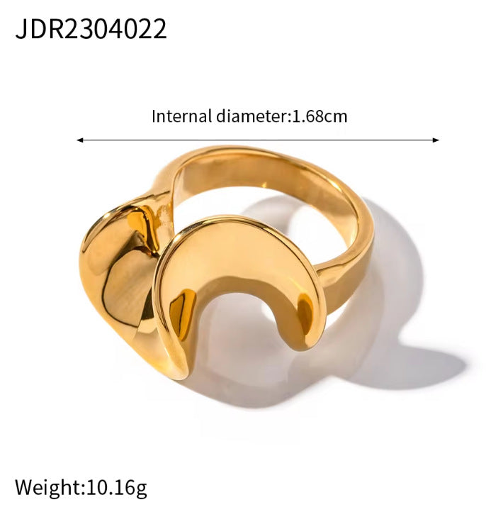 Anillo minimalista geométrico de acero inoxidable con baño de oro para uso unisex