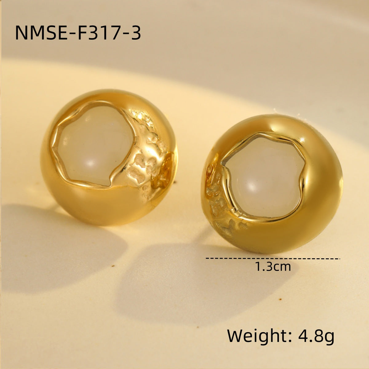Orecchini rotondi minimalisti in acciaio inossidabile placcati oro 18K in stile vintage da donna