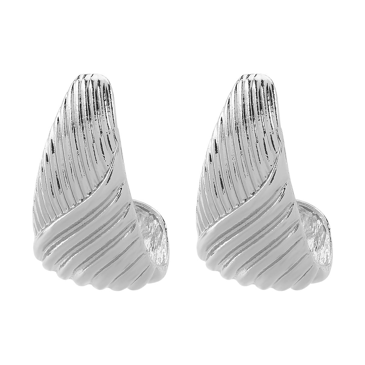 Pendientes de aleación geométricos irregulares minimalistas para mujer con superficie texturizada y acabado galvanizado