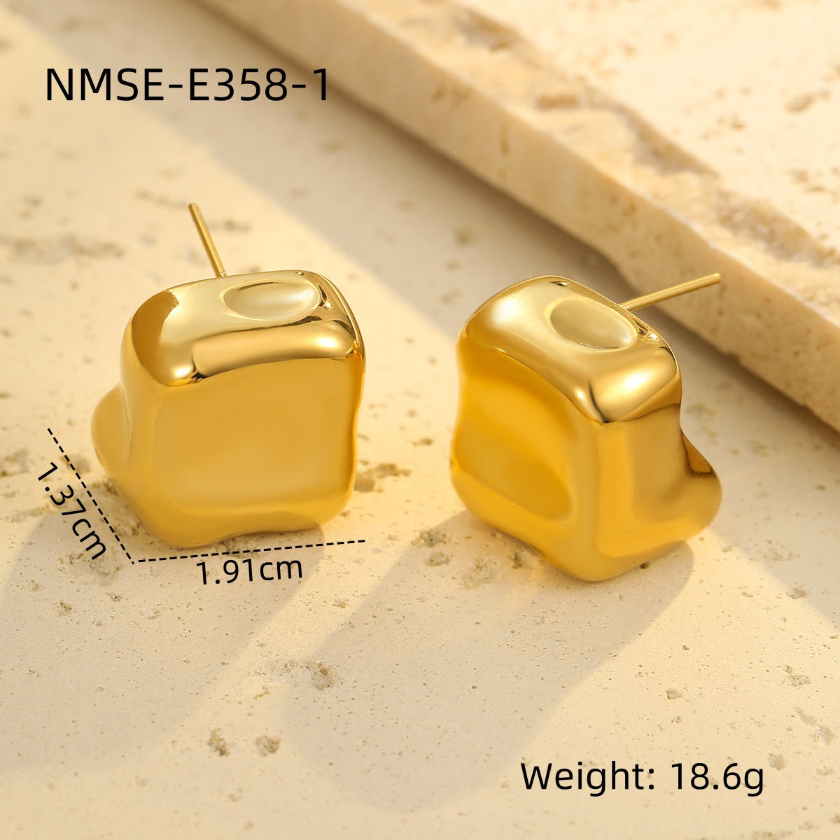 Pendientes minimalistas de acero inoxidable con geometría irregular de estilo francés y acabado galvanizado para mujer