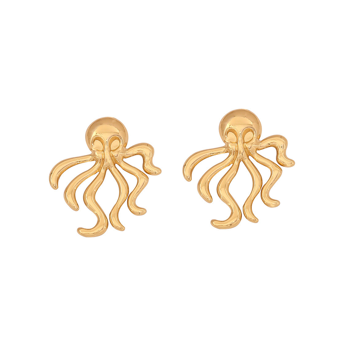 Playful Octopus Stud Earrings in Stainless Steel with Plated Finish for Women