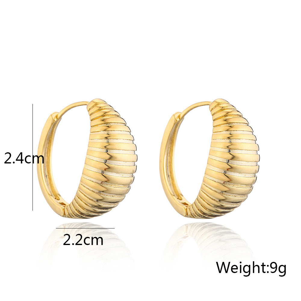 Orecchini vintage minimalisti geometrici rotondi in ottone con placcatura in oro 14 carati e aghi in argento sterling 925