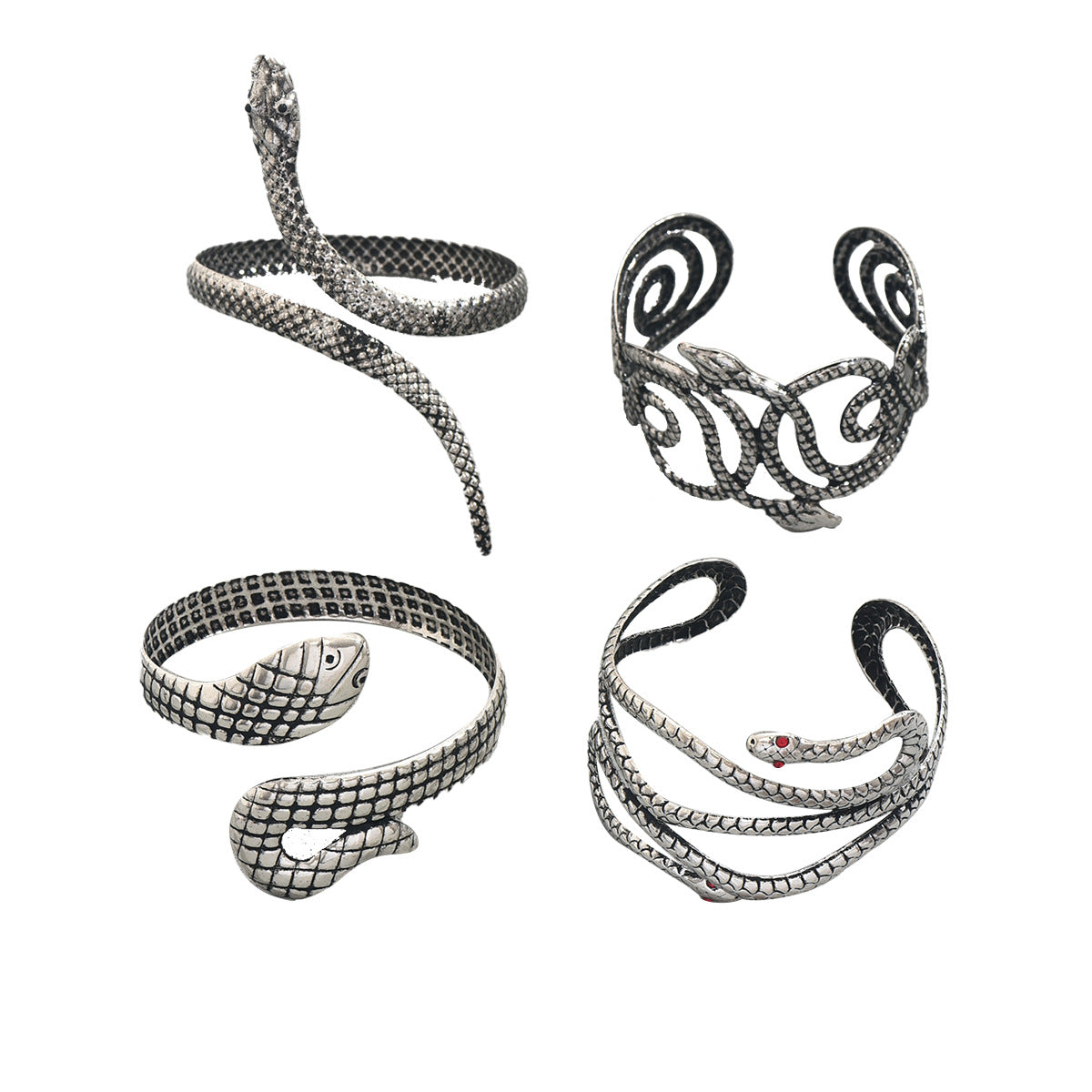 Pulsera de aleación con forma de serpiente estilo Hip Hop con incrustaciones de diamantes de imitación, brazalete ajustable para mujer