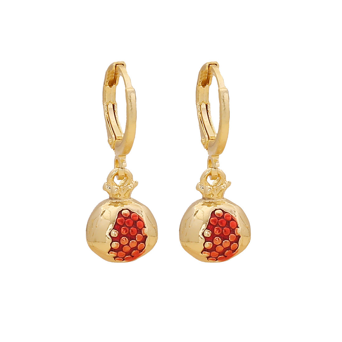 Sweet and Edgy Cherry and Strawberry Fruit-Shaped Earrings for Women Made of Copper with Enamel Finish