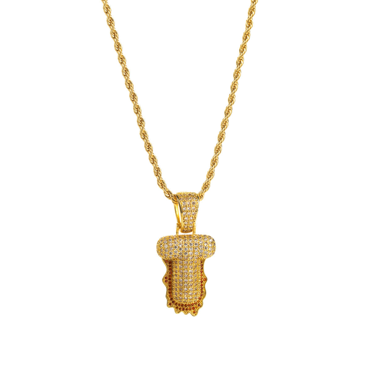 Collana con ciondolo a lettera "Sweet-Edgy" da donna in ottone con intarsio in zirconi cubici su catena a clavicola