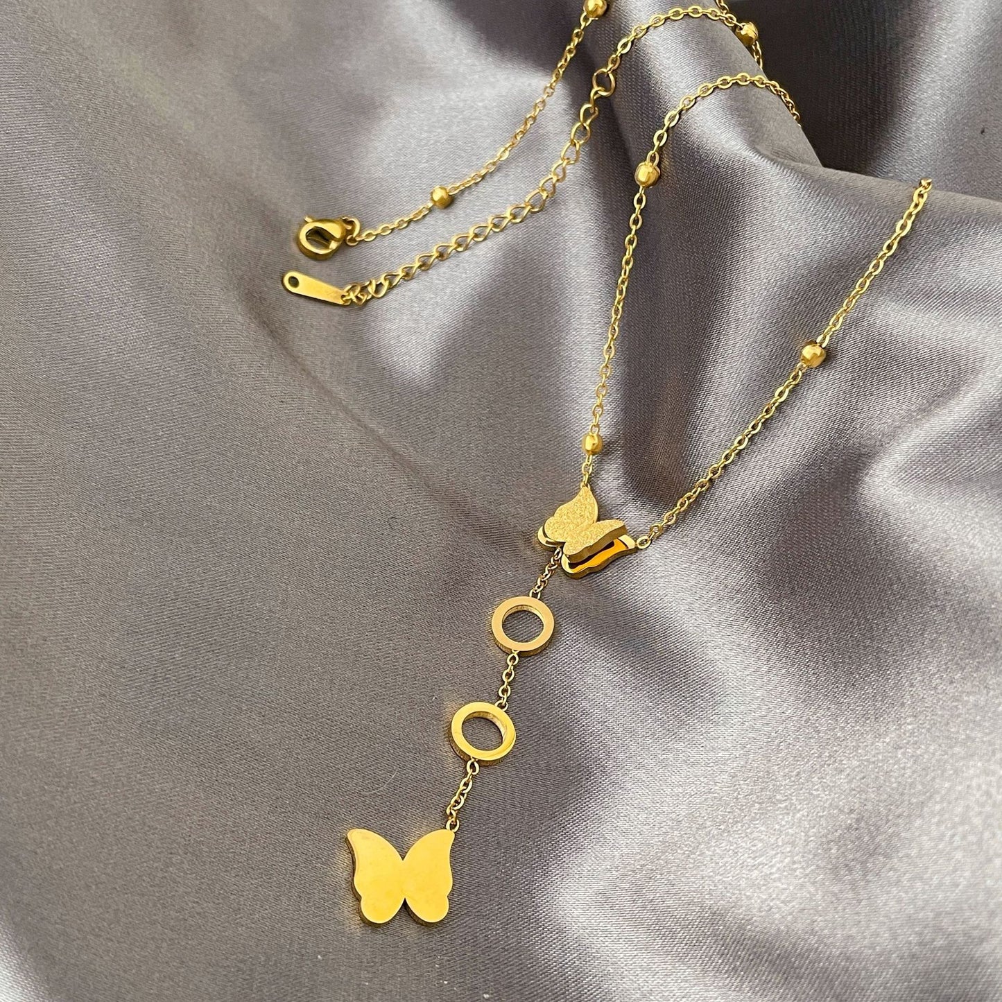 Minimalist Butterfly Pendant Necklace in Titanium Steel with Plated Finish for Women and Unisex Wear
