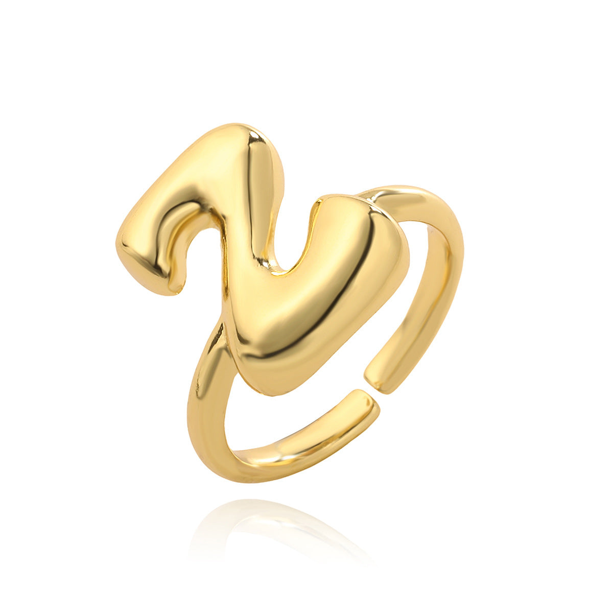 Anello da donna minimalista a lettera geometrica in rame placcato oro 18 carati con fascia aperta regolabile